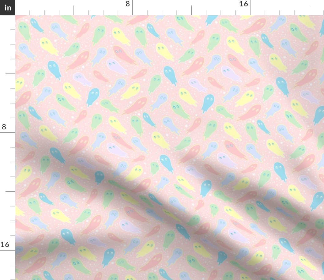 Pastel Ghosts on Pink Small