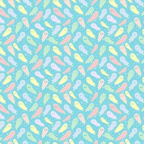 Pastel Ghosts on Teal Small