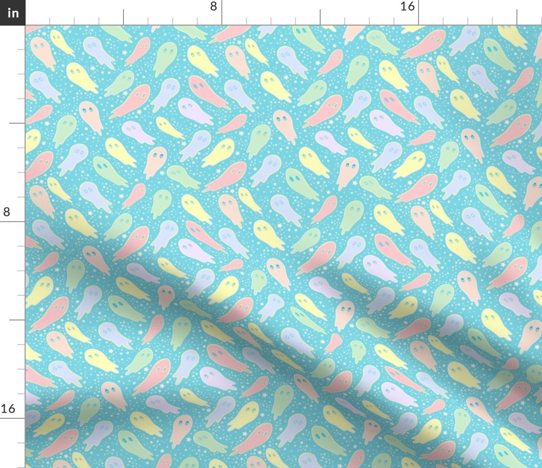 Pastel Ghosts on Teal Small