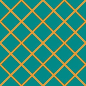 DSC8 - Medium - Diagonally Checked Grid  in Turquoise and Gold - Coordinate for all DSC8 Designs