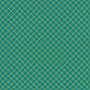 DSC8 - Small -  Diagonally Checked Grid in Turquoise and Gold - Coordinate for all DSC8 Designs