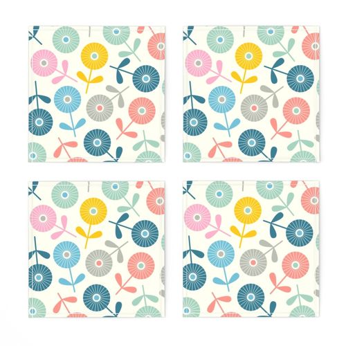 Spring Ditsy Floral in Pastel Colours with Cream - MEDIUM Scale - UnBlink Studio by Jackie Tahara