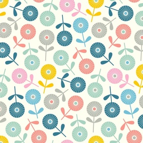Spring Ditsy Floral in Pastel Colours with Cream - MEDIUM Scale - UnBlink Studio by Jackie Tahara