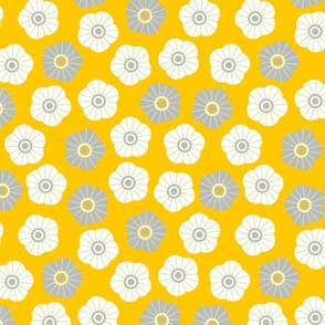 Spring Daisies Floral in Yellow Gray White - MEIDUM Scale - UnBlink Studio by Jackie Tahara