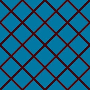 DSC9  - Medium -  Diagonally Checked Grid in Aqua Blue and Burgundy-Brown