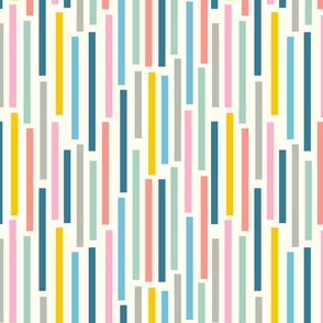 Showers Abstract Geometric Vertical Stripes in Spring Pastels with Cream - MEDIUM Scale - UnBlink Studio by Jackie Tahara