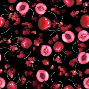 Watercolour juicy cherries small