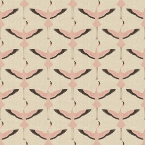 Flamingos on Natural Linen - 4.25 inch wingspan