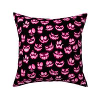 Mini Grinning Halloween Jack o Lantern in Bright Pink on Black