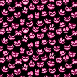 Mini Grinning Halloween Jack o Lantern in Bright Pink on Black