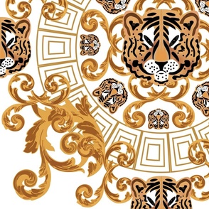 Royal Tiger Face in White Background