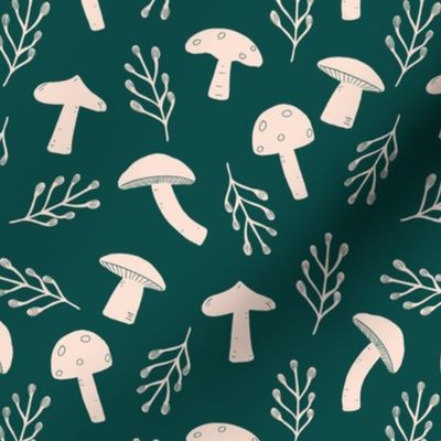 Mushrooms in Teal