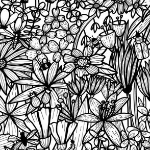 Flowers & Friends (Black & White)