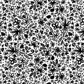 Doodle Floral (Black and White_