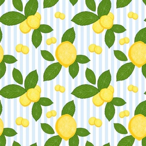 Luscious Lemons - periwinkle stripe, medium