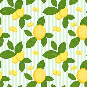Luscious Lemons - lime green stripe, medium