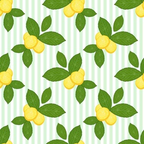 Lovely Lemons - lime green stripe, medium