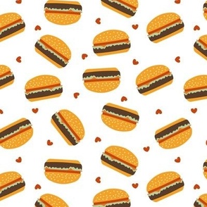 Retro Cheeseburger and Heart White