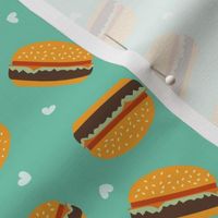 Retro Cheeseburger and Heart Blue