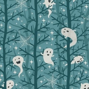 little ghosts in the forest - blue