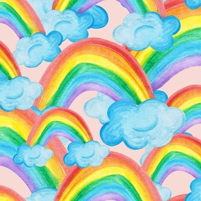 overlapping rainbows pink