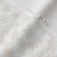 Outlined Beige Scattered Maple Leaves on White