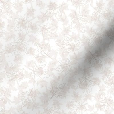 Outlined Beige Scattered Maple Leaves on White