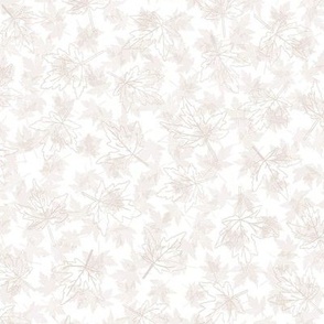 Outlined Beige Scattered Maple Leaves on White