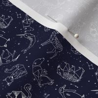 SMALL constellations // origami geometric animal astronomy stars night sky navy blue kids nursery baby print