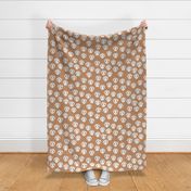 Boho dia de los muertos kawaii skulls with lush flowers and leaves Mexican halloween design boho style caramel gray white neutral LARGE
