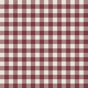 burgundy check - off white, burgundy fall check fabric