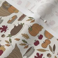 Thanksgiving dinner fabric - thanksgiving, turkey, holiday, American - cream