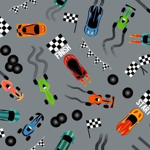 Race Cars On Gray