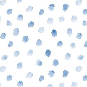 Baby blue whimsical dots - watercolor confetti - polka dot modern paint brush strokes - watercolour spots a444-12