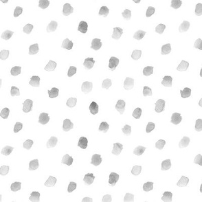 Platinum whimsical dots - grey watercolor confetti - polka dot modern paint brush strokes - watercolour spots a444-13