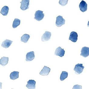 Denim blue whimsical dots - watercolor confetti - polka dot modern paint brush strokes - watercolour spots a444-14
