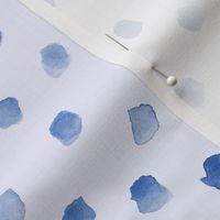 Denim blue whimsical dots on blue - watercolor confetti - polka dot modern paint brush strokes - watercolour spots a444-15