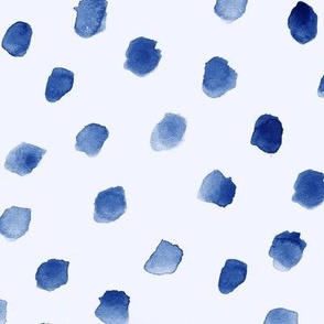 Indigo whimsical dots - watercolor confetti - polka dot modern paint brush strokes - watercolour spots a444-16