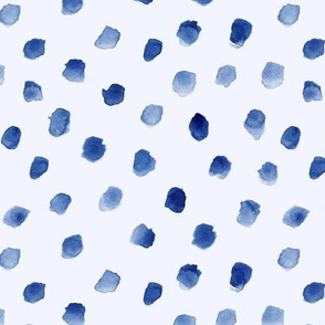 blue on blue whimsical dots - watercolor confetti - polka dot modern paint brush strokes - watercolour spots a444-16