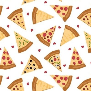 Pizza Party with Hearts White