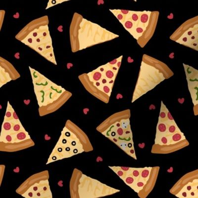 Pizza Party with Hearts Black