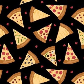 Pizza Party with Hearts Black
