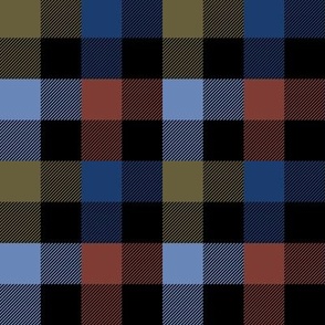 Winter colors on Black Plaid Pattern - 1'' squares