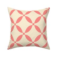 Geometric Lens Circles in Coral on Almond