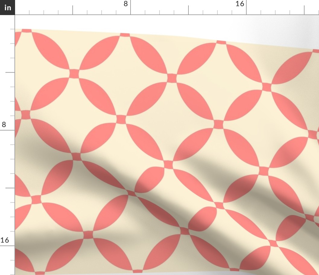 Geometric Lens Circles in Coral on Almond