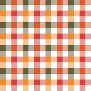 Fall Colors on White Plaid Pattern - 1/2'' Autumn colors