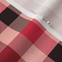 Winter colors on Pink/Salmon background Plaid Pattern - 1" 
