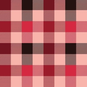 Winter colors on Pink/Salmon background Plaid Pattern - 1" 