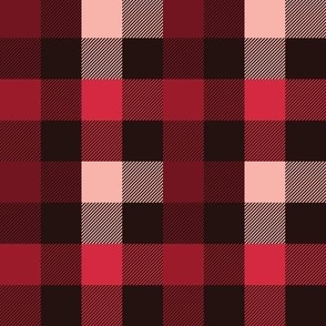 Winter colors on  black background Plaid Pattern - 1"  pink