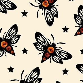 BKRD Moths 12x12 cream